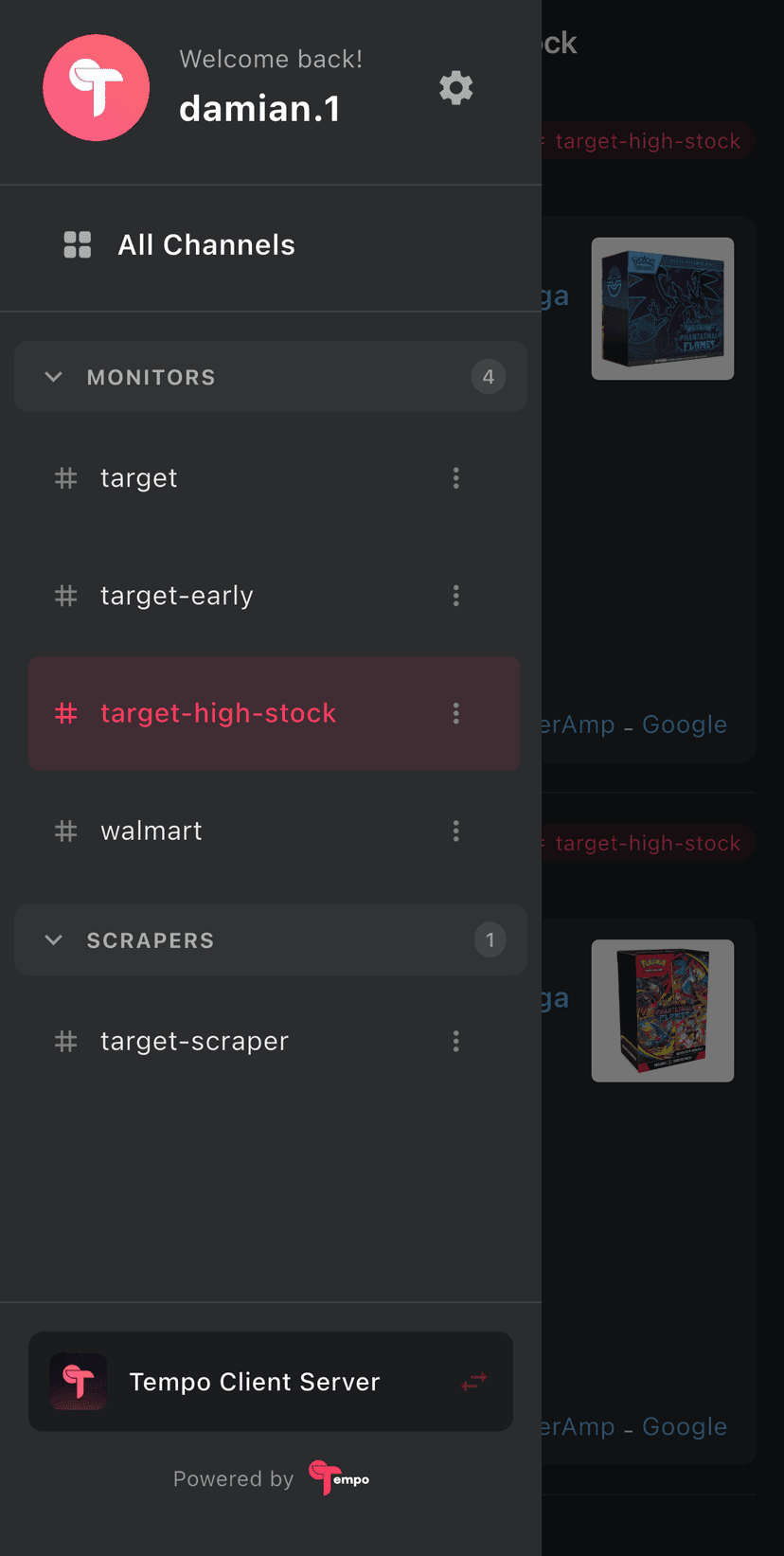 Channel Selector Drawer